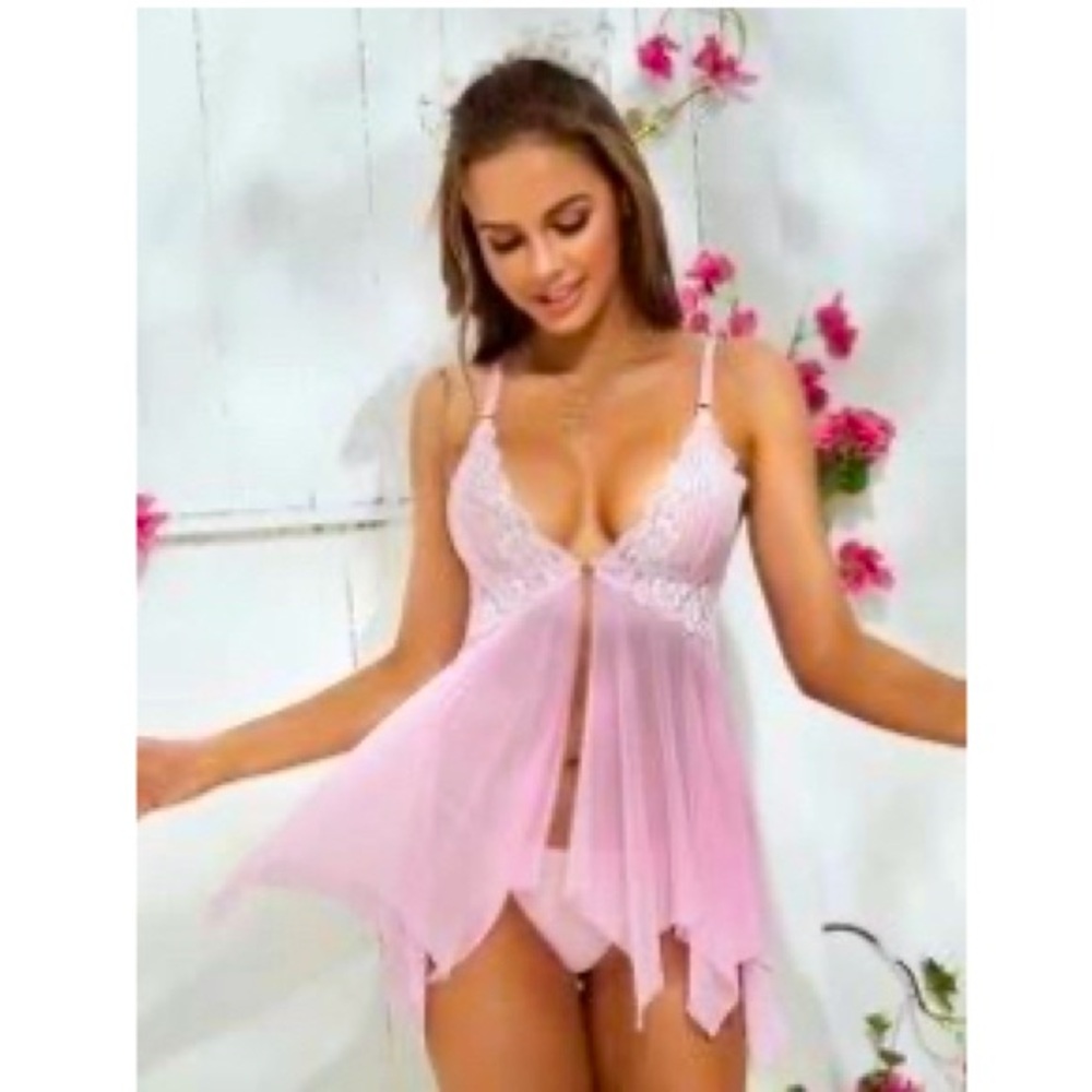 Dreamy Lacey Babydoll Lingerie Dress with Front Closure